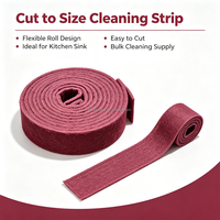 Rouleau de tampon abrasif non tissé industriel rouge, largeur 10 cm, en carbure de silicium, pour le polissage et le meulage de l'acier inoxydable et des métaux