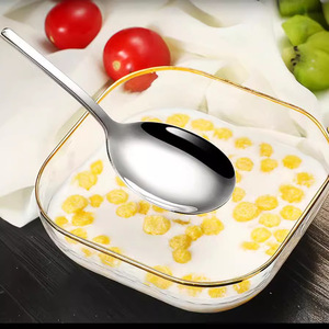304 Stainless Steel Spoon Thickened Korean Style Oval Solid Color Simple Design For Kids Dining - Product Image 5