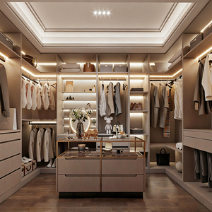 Système de dressing ouvert de luxe classique haut de gamme, personnalisé, avec éclairage intégré – Vente chaude populaire - Product Image 2