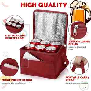 Sac isotherme pour bière en non-tissé rouge, imperméable, sacs isothermes, sacs à déjeuner isothermes, en vrac - Product Image 3