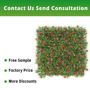 P166A-2 maison jardin décor Faux plastique feuilles de bambou avec Rose rouge écran de confidentialité mur UV-Anti mur de panneau de buis artificiel - Product Image 5