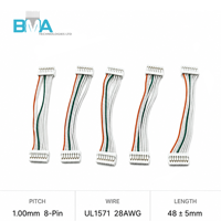 Câble de raccordement 8 broches à 8 broches, pas de 1,00 mm, 28 AWG, 48 mm/0,16 pi, isolé en PVC blanc/orange pour connexion interne d'électronique grand public