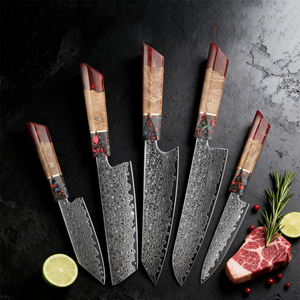 Juego de 5 <span class=keywords><strong>cuchillos</strong></span> de cocina Damasco con caja, núcleo japonés VG10 de 67 capas, juego de <span class=keywords><strong>cuchillos</strong></span> de chef ultra afilados con mango de resina, regalo para cocineros - Product Image 2