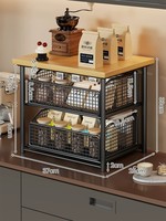 Nouvelle étagère double pour machine à café, multi-niveaux, coulissante, rehausseur de rangement, support de tasses pour comptoir, multifonctionnelle