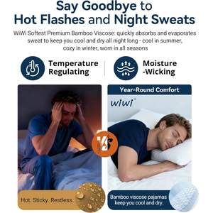 ชุดนอนผู้ชายขายส่ง ผ้าวิสโคสจากไม้ไผ่ เสื้อแขนสั้นและกางเกงขายาว มีกระเป๋าและเชือกผูกเอว ไซส์ S ถึง XXL - Product Image 4