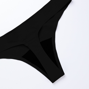Culotte menstruelle sexy taille basse en nylon anti-fuite à quatre couches, avec logo personnalisé et techniques de teinture unie à la taille, pour femmes - Product Image 4