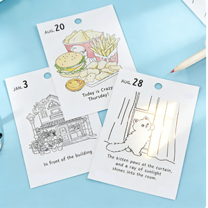 Calendario para Colorear, Nueva Edición, Calendario de Escritorio Creativo para Colorear, Ilustraciones Encantadoras, Artículo Decorativo, Personalizable a Pequeña Escala - Product Image 6