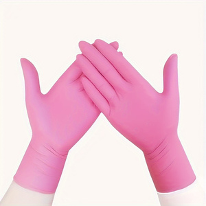 Gants jetables écologiques roses en nitrile pour examen médical, protection sans poudre, latex de caoutchouc alimentaire pour le nettoyage - Product Image 2