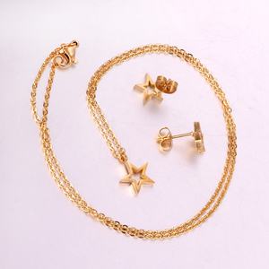 Conjunto de Joyería de Cadena Larga, Joyería Nupcial, Conjunto de Estrella de Cinco Puntas, Acero Inoxidable Chapado en Oro de 18 Quilates (SE118604S) - Product Image 4