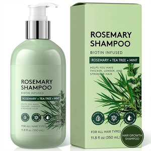 Shampooing bio sans sulfate anti-chute amincissant à l'huile d'arbre à thé à la biotine et au romarin pour la croissance des cheveux - Product Image 1