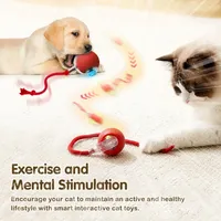 Jouet interactif intelligent en silicone écologique, balle roulante automatique pour chats, chiens et petits animaux de compagnie
