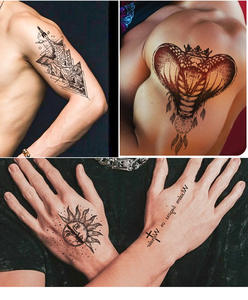 Tatouages temporaires semi-permanents personnalisés autocollants imperméables faux corps bras main épaule tatouages <span class=keywords><strong>pour</strong></span> hommes minuscules tatouages noirs - Product Image 6