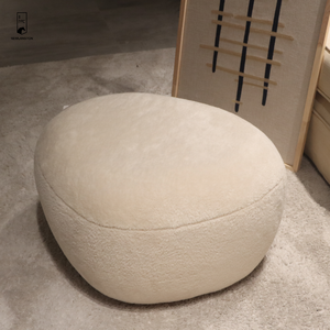 Vente en gros en usine tabouret de maquillage beige <span class=keywords><strong>moelleux</strong></span> en forme de galet <span class=keywords><strong>pouf</strong></span> confortable pour chambre à coucher et maison - Product Image 6