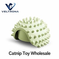 Jouet pour chat en forme d'ormeau à la menthe verte, base amovible, coque à picots, balle à lécher à la menthe compressée 50g