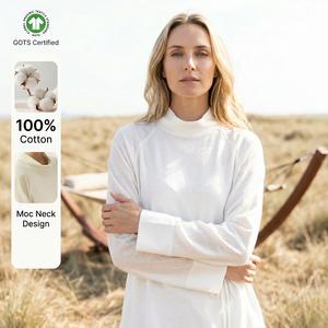 Camicetta da <span class=keywords><strong>Donna</strong></span> 100% <span class=keywords><strong>Cotone</strong></span> Stile Wabi-sabi Francese Minimalista con Collo a Cappuccio e Laccio, Sofisticata per Primavera e Autunno - Product Image 1