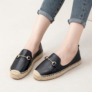 <span class=keywords><strong>Alpargatas</strong></span> de cuero premium para <span class=keywords><strong>mujer</strong></span>, sin cordones, con suela de yute natural tejida, mocasines antideslizantes con plataforma, zapatos para caminar y desplazarse. - Product Image 5