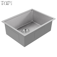 Évier de cuisine multifonctionnel en acier inoxydable T304 de calibre 16, fait main, à montage sous plan, 24 pouces, à cuve unique, surface brossée, avec accessoires