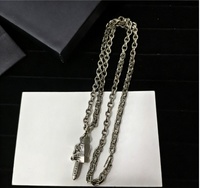 Colliers pendentifs croix Chro Heart pour hommes et femmes, en cuivre plaqué argent, chaîne à maillons vintage, tendance, mode hip-hop, cadeau, vente en gros