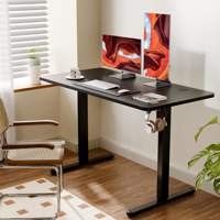 Bureau électrique ergonomique moderne réglable en hauteur, table d'ordinateur assis-debout, poste de travail gaming extensible avec cadre métallique