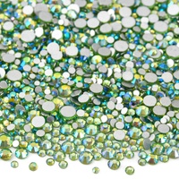 Cristales al por Mayor de Fábrica OLeeya, 14400 Unidades de Cuentas de Vidrio de Tamaños Variados SS6-SS20, 2028 Piedras de Cristal Planas sin Fijación en Caliente para Decoración de Uñas