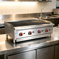 Grill à gaz de comptoir robuste en acier inoxydable pour la cuisson des steaks, de la viande et des fruits de mer