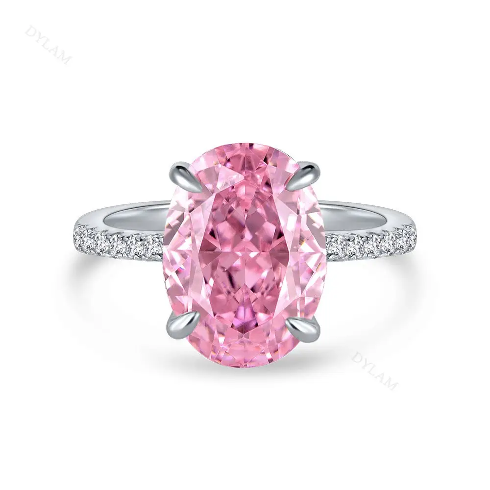 S925 Sterling Silver CZ Cubic Zirconia rose gold ring Heart Chunky Ring Wedding Engagement Pink Rings Jewelry Women