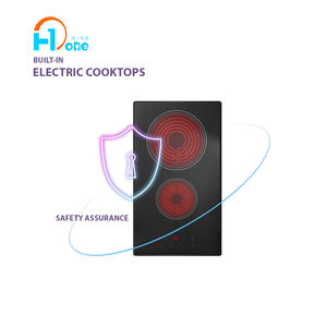 Table de cuisson encastrable en céramique Domino de 30 cm, noire, avec commande tactile et 2 zones de cuisson électriques pour usage domestique - Product Image 1