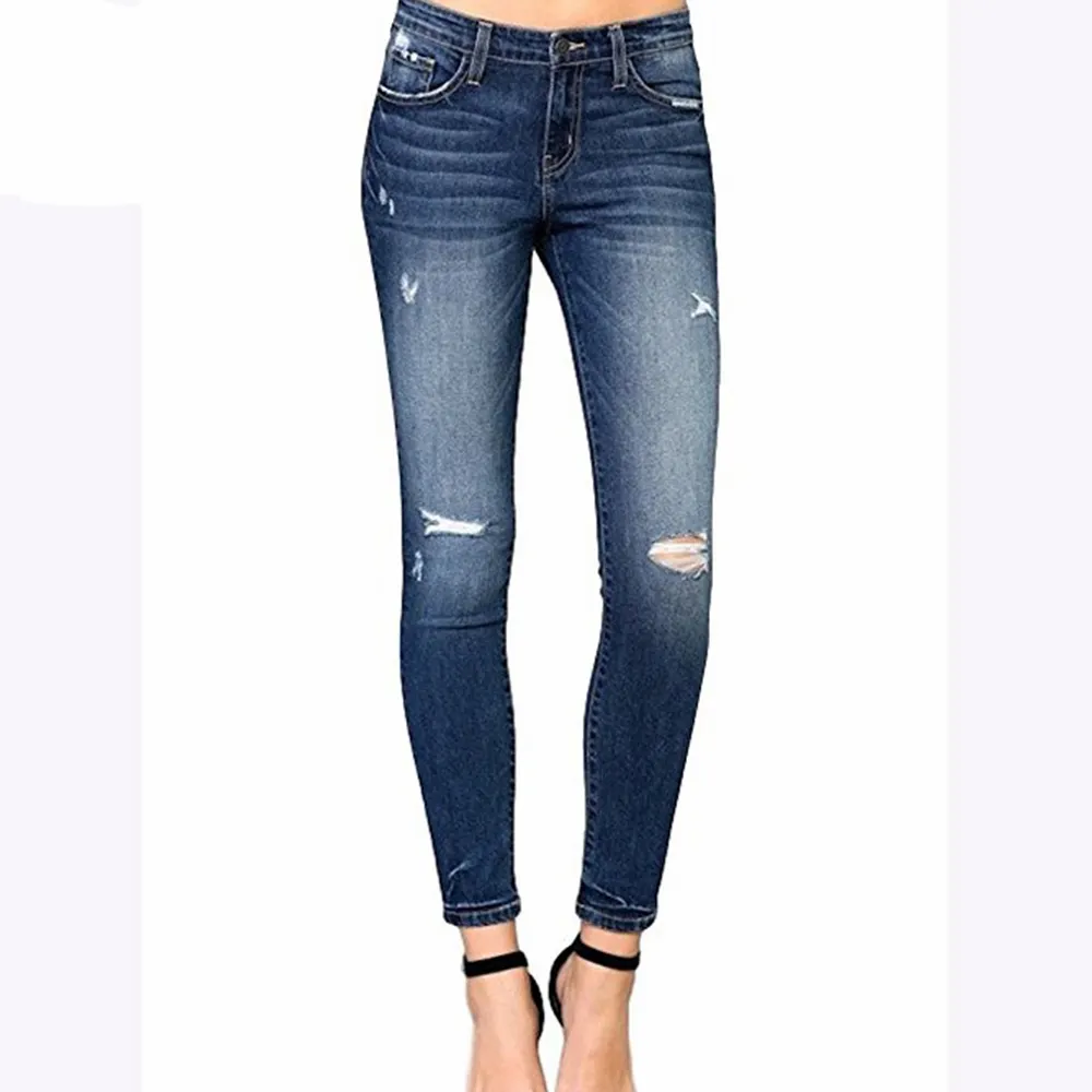 Neuestes Design dehnbares Material Kleider Frauen Fitness Leggings Wachs Jeans/Bekleidung Damen Jeans
