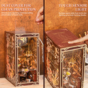 Minicity gran oferta Diy Book Nook Kit biblioteca libro Nook miniatura <span class=keywords><strong>casa</strong></span> Kit Diy Craft Kit biblioteca libro Nook-Día del <span class=keywords><strong>pintor</strong></span> al atardecer - Product Image 3