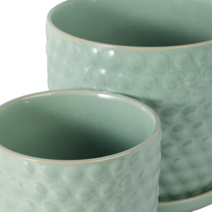 Maceta de Cerámica con Plato para Plantas de Interior, Decoración del Hogar, Dormitorio, Entrada, Diseño Verde con Hoyuelos - Product Image 6