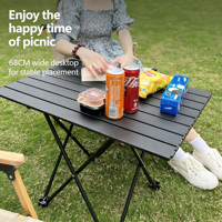 Table pliante d'extérieur, portable, facile à ranger, idéale pour le camping, les pique-niques et la maison.