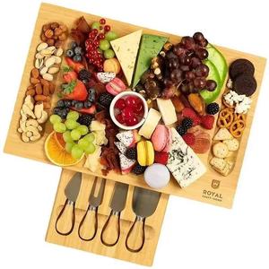 Plateau à fromages en bambou Pengzhan avec tiroir pour apéritifs et charcuterie - Product Image 3
