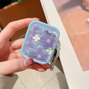 Funda para Auriculares <span class=keywords><strong>AirPods</strong></span> 1/<span class=keywords><strong>2</strong></span> Pro <span class=keywords><strong>2</strong></span>, Diseño de Nicho con Pequeñas Flores Púrpuras, Funda 3D Suave con Marco para la Tercera <span class=keywords><strong>Generación</strong></span> - Product Image 3