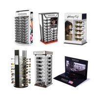 Présentoir rotatif moderne en verre pour soleil Vitrine optique acrylique de sol pour vitrine pour lunettes Présentoir en bois et métal pour