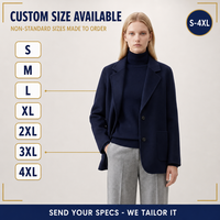 Jas Wol Pendek Wanita Model Double Breasted Khusus Ramah Lingkungan Lapisan Kasmir Bernapas Warna Pantone Grosir Kerah Notch Kasual