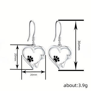 E3945 White Gold <b>Dog</b> Paw Heart Earrings Cut Pet <b>Ornament</b> Jewelry for <b>Dogs</b> - Product Image 6
