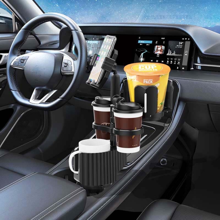 5-in-1 Expandable Car Cup Holder with Mobile Phone Holder - Universal Automotive Accessories