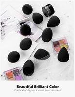 Éponge de maquillage lavable noire à succès en 2025, lot de 10 éponges de mélange, applicateur de fond de teint cosmétique de beauté, puff de mélange