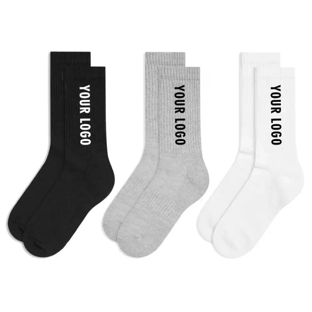 Gray White Black Design Custom Logo Or No Logo Wholesale Low Moq Socks Colorful Men 100%Cotton Crew Socks
