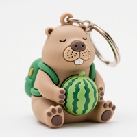 Porte-clés en caoutchouc PVC souple personnalisés en gros avec motif Capybara mignon, accessoires pendentifs