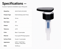 Pompe à lotion à ressort interne avec verrouillage par torsion, noire et transparente, 24/410 28/410 33/410, haute performance, écologique, distributeur personnalisé en gros