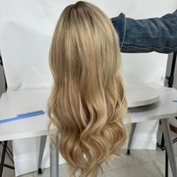 Perruque Lace Front Personnalisée de Haute Qualité, Cheveux Européens Alignés avec les Cuticules, Mèches Blondes, Cheveux Raides, Transparente pour