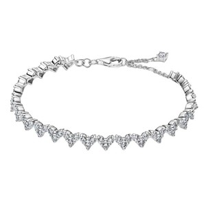Novedad 2026 Pulsera de tenis deslizante de plata <span class=keywords><strong>925</strong></span> con forma de corazón, lazo brillante de moda y cadena de hueso de serpiente ajustable, joyería exquisita DIY con dijes - Product Image 6