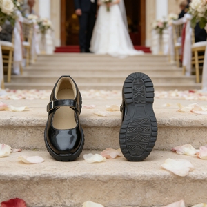 Chaussures Mary Jane noires pour femmes, en stock, fabriquées en Chine, à bout carré, en cuir verni, confortables, à talon moyen, légères, pour le bureau - Product Image 3