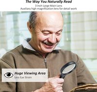 Handheld Illuminated Magnifying Glasses Magnifier with Light LED 3X 45X High Magnification for Reading