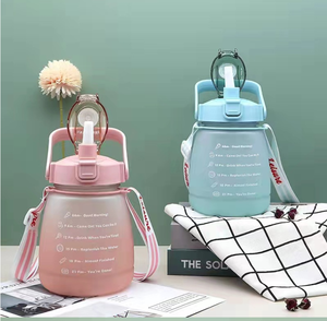 Ventes chaudes tasse en plastique deux couleurs gros ventre couleur Spray dégradé couleur paille tasse en plastique Sports de plein air bouilloire 1200ml - Product Image 2