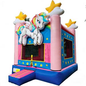 Château gonflable écologique en PVC de marque Rainbow <span class=keywords><strong>Pegasus</strong></span> DST, logo personnalisé, imprimé étoiles et nuages, capacité supérieure à 500 kg, qualité commerciale - Product Image 2