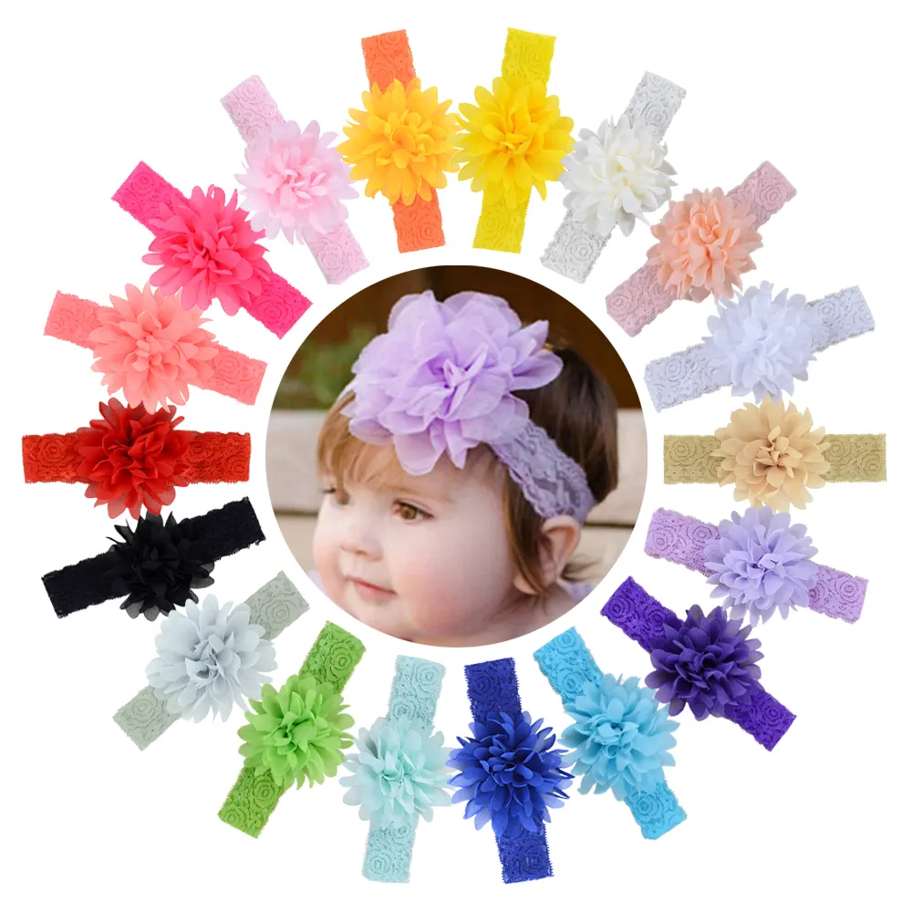 10cm Ribbon Flowers Hairband Children Headwear Infant Toddler Accessories Baby Girls Headbands Kids Hair Band Accessories