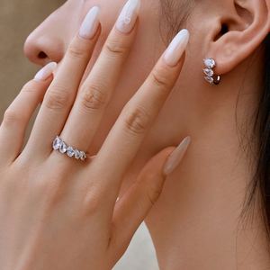 Dylam Dainty New Arrival <b>Fine</b> Jewelry S925 Silver Rhodium 18K Gold Plated 0.5ct Waterdrop Shape 5A Zirconia Hoop <b>Stud</b> <b>Earrings</b> - Product Image 4
