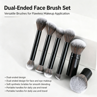 Ensemble de pinceaux de maquillage professionnels de luxe, Kabuki et illuminateur, avec logo personnalisé, double embout, haute qualité, pour le visage